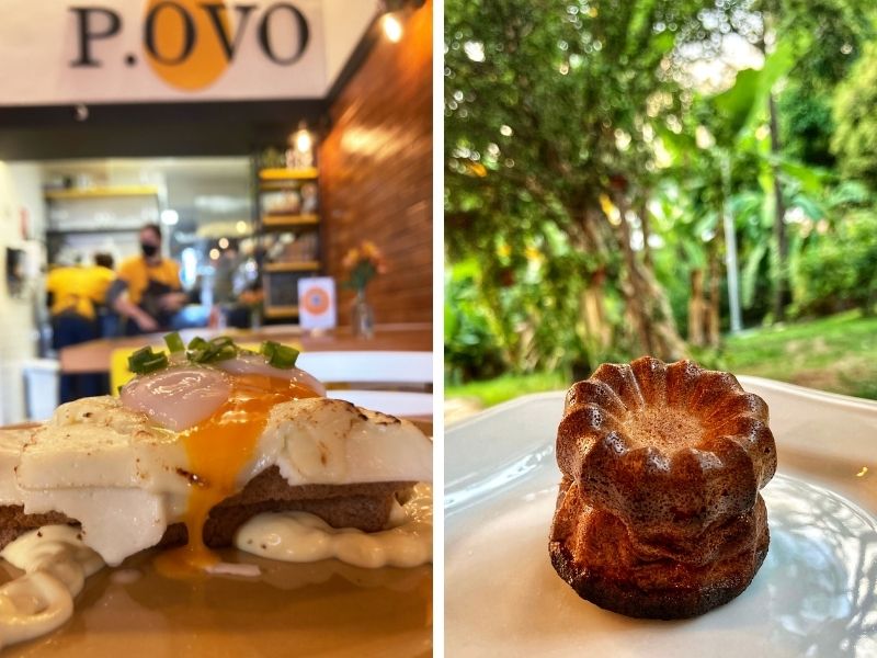 Uma das variadas gemas moles do P.Ovo e o canelé sensacional do Passeli Boulangerie, iguaria difícil de achar por aqui.jpg